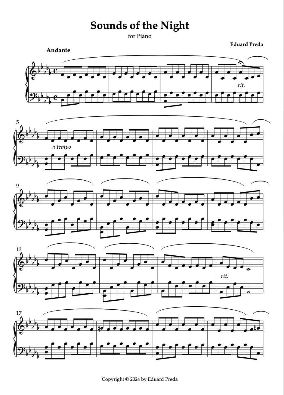 Sounds of the Night - Sheet Music